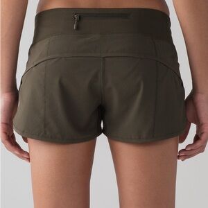 Lululemon Olive Green Women's Speed Shorts - Size 10